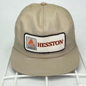 Vintage K-Products AGCO Hesston Snapback‎ Hat Mesh Back Khaki